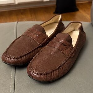 David Tate Rich Brown Leather Slip-On Loafers